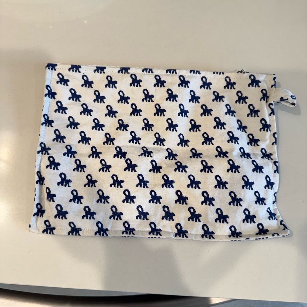 White and Blue Patterned Pouch